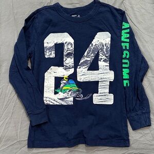 GAP Kids Navy Long Sleeve Shirt with Snow Graphic